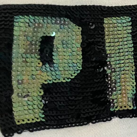 Victoria's Secret Pink Rainbow Sequin/Bling Black Varsity Stripe Long Sleeve, S - Picture 7 of 11